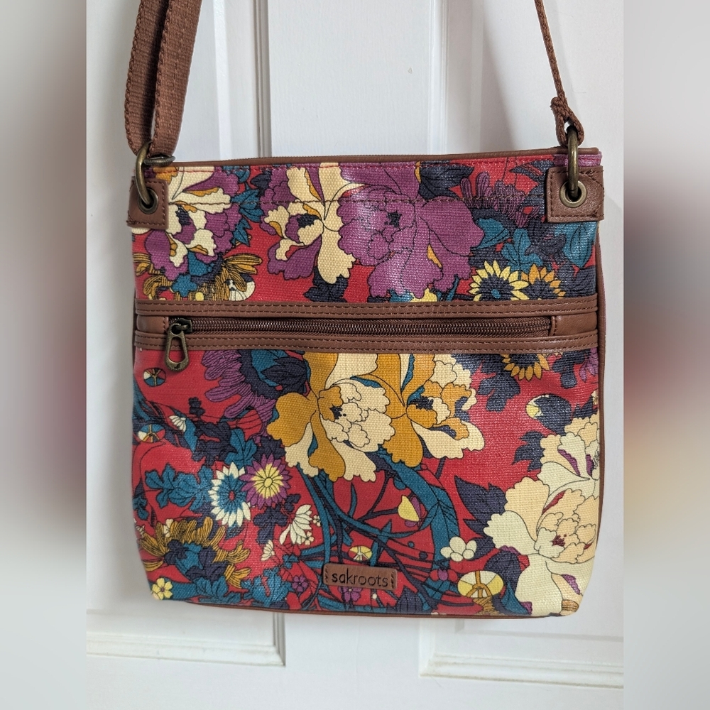 Sakroots Vibrant Floral Crossbody Bag - Red and Yellow